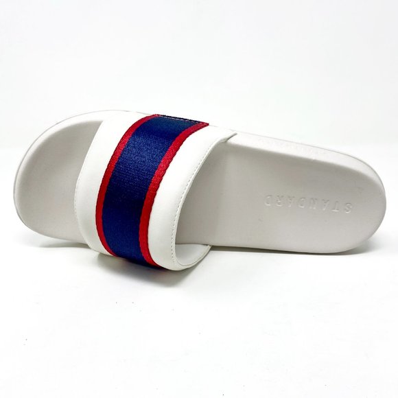 STNDRD Standard Los Angeles Monaco Tan Blue Red Mens Slide Sandals - Picture 4 of 5